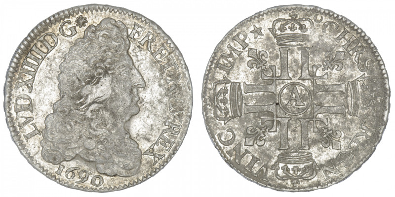 FRANCE / CAPÉTIENS
Louis XIV (1643-1715). Demi-écu aux huit L, 1er type 1690, A...