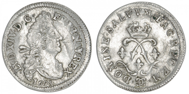 FRANCE / CAPÉTIENS
Louis XIV (1643-1715). Quadruple sol aux deux L 1695, CC, Be...