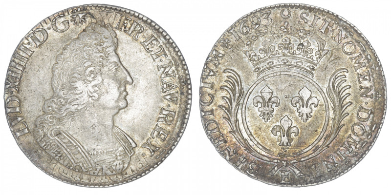 FRANCE / CAPÉTIENS
Louis XIV (1643-1715). Écu aux palmes 1693, E, Tours. Dy.152...