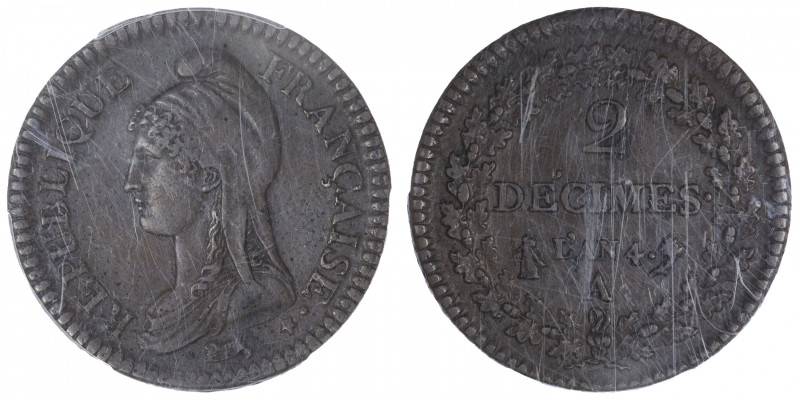 FRANCE
Directoire (1795-1799). 2 décimes Dupré An 4, A, Paris. G.300 - F.145 ; ...