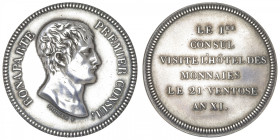 FRANCE
Consulat (1799-1804). Module de 5 francs, visite à la Monnaie de Paris An XI, Paris. Maz.629c - G.578d ; Argent - 21,71 g - 37,5 mm - 12 h
Re...
