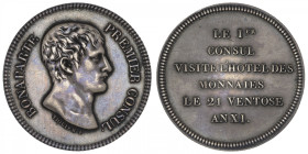 FRANCE
Consulat (1799-1804). Module de 5 francs, visite à la Monnaie de Paris An XI, Paris. Maz.629c - G.578d ; Argent - 21,05 g - 37,5 mm - 12 h
Re...
