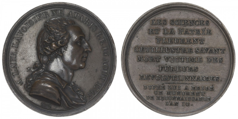 FRANCE
Consulat (1799-1804). Médaille, Lavoisier par Dupré An 10, Paris. Br.217...