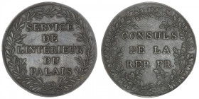 FRANCE
Consulat (1799-1804). Médaille pour le service de l’intérieur du Palais, Consuls de la République Française ND. Bronze - 25,97 g - 37 mm - 12 ...