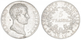 FRANCE
Premier Empire / Napoléon Ier (1804-1814). 5 francs Empereur, type intermédiaire An 12, A, Paris. G.579 - F.302 ; Argent - 24,86 g - 37 mm - 6...