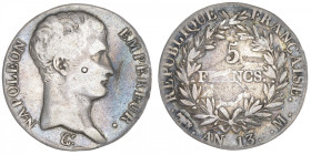 FRANCE
Premier Empire / Napoléon Ier (1804-1814). 5 francs tête nue, calendrier révolutionnaire An 13, M, Toulouse. G.580 - F.303 ; Argent - 24,43 g ...