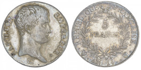 FRANCE
Premier Empire / Napoléon Ier (1804-1814). 5 francs tête nue, calendrier révolutionnaire An 14, U, Turin. G.580 - F.303 ; Argent - 24,83 g - 3...