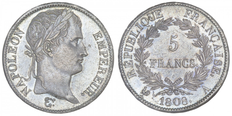FRANCE
Premier Empire / Napoléon Ier (1804-1814). 5 francs République 1808, A, ...