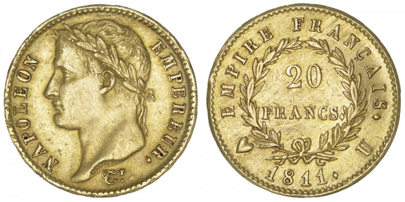 FRANCE
Premier Empire / Napoléon Ier (1804-1814). 20 francs Empire 1811, U, Tur...