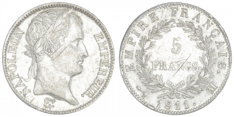 FRANCE
Premier Empire / Napoléon Ier (1804-1814). 5 francs Empire 1811, M, Toul...