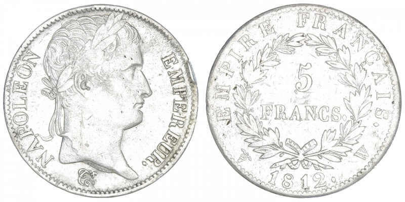 FRANCE
Premier Empire / Napoléon Ier (1804-1814). 5 francs Empire 1812, W, Lill...