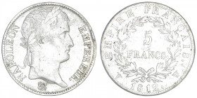 FRANCE
Premier Empire / Napoléon Ier (1804-1814). 5 francs Empire 1812, W, Lille. G.584 - F.307 ; Argent - 24,73 g - 37 mm - 6 h
Nettoyé. Un choc su...