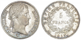 FRANCE
Premier Empire / Napoléon Ier (1804-1814). 5 francs Empire 1813, K, Bordeaux. G.584 - F.307 ; Argent - 24,92 g - 37 mm - 6 h
TTB.