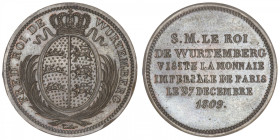 FRANCE
Premier Empire / Napoléon Ier (1804-1814). Essai au module de 2 francs, visite de S.M. le roi de Wurtemberg à la Monnaie de Paris 1809, Paris....