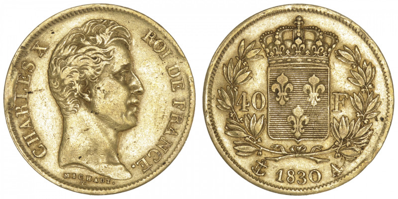 FRANCE
Charles X (1824-1830). 40 Francs, 2e type 1830, A, Paris. G.1105 - F.544...