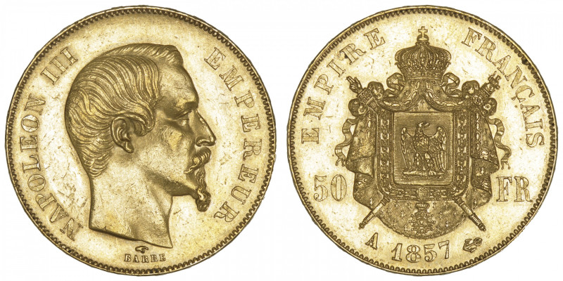 FRANCE
Second Empire / Napoléon III (1852-1870). 50 francs tête nue 1857, A, Pa...