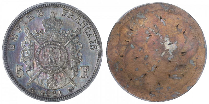 FRANCE
Second Empire / Napoléon III (1852-1870). Essai uniface de revers de 5 f...