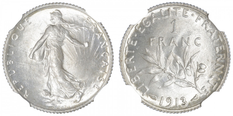 FRANCE
IIIe République (1870-1940). 1 franc Semeuse 1913, Paris. G.467 - F.217 ...