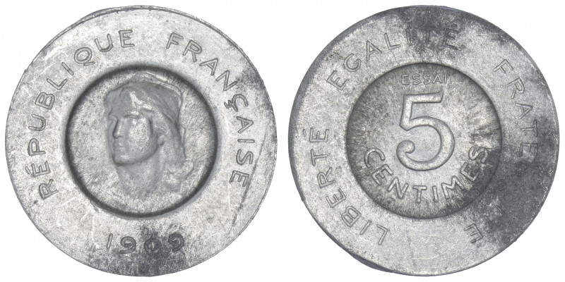 FRANCE
IIIe République (1870-1940). Essai de 5 centimes François Rude 1909, Par...