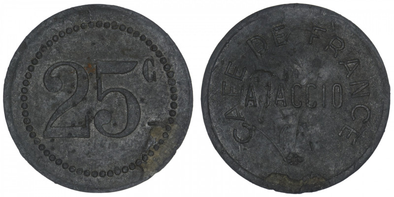 FRANCE
IIIe République (1870-1940). 25 centimes, café de France à Ajaccio (CORS...