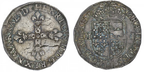 FRANCE / FÉODALES
Béarn (Seigneurie de), Henri II (1572-1589). Quart d’écu de Béarn 1587, Pau. Dy.1327 ; Argent - 9,54 g - 28 mm - 5 h
TTB.
