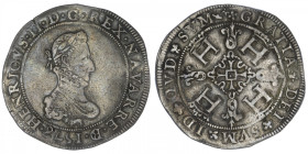 FRANCE / FÉODALES
Navarre, Henri III (1572-1589). Franc 1578, Morlaàs. Dy.1321v ; Argent - 13,79 g - 35 mm - 6 h
Variété avec la date à l’avers et l...