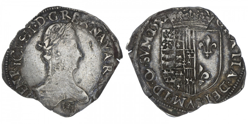 FRANCE / FÉODALES
Navarre, Henri III (1572-1589). Demi-franc 1582, Saint-Palais...