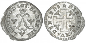 FRANCE / FÉODALES
Lorraine (duché de), Léopold Ier (1690-1729). Pièce de XV deniers ND (c.1709), Nancy. Flon 62 ; Argent - 1,15 g - 20 mm - 12 h
Ave...