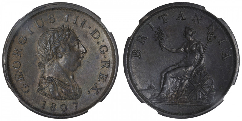 GRANDE-BRETAGNE
Georges III (1760-1820). Penny 1807, Soho. KM.663 ; Cuivre - 34...