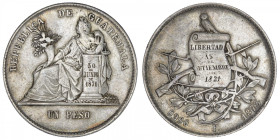 GUATEMALA
République. Un peso 1873 P. KM.197.1 ; Argent - 25,34 g - 37 mm - 6 h
TB.