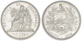 GUATEMALA
République. Un peso 1894, H, Heaton. KM.210 ; Argent - 25 g - 37 mm - 6 h
Superbe.