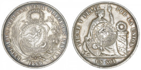 GUATEMALA
République. Un peso contremarqué 1894/1868 YB. KM.224 ; Argent - 24,70 g - 37 mm - 6 h
TTB.