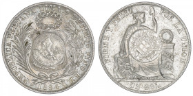 GUATEMALA
République. Un peso contremarqué 1894/1884 BD. KM.224 ; Argent - 24,86 g - 37 mm - 6 h
TTB.