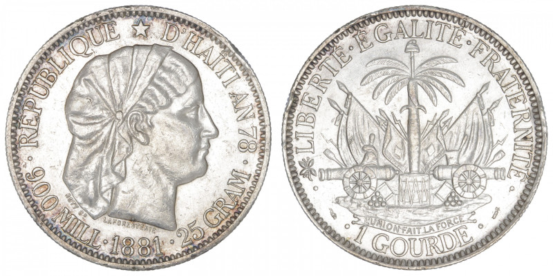 HAÏTI
République (1859- à nos jours). 1 gourde 1881, Paris. KM.46 ; Argent - 24...