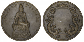 INDOCHINE
IIIe République (1870-1940). Médaille Indochine par Lindauer ND, Paris. Bronze - 95,44 g - 59 mm - 12 h
Poinçon corne BRONZE. Superbe.