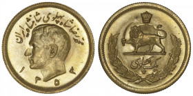 IRAN
Mohammad Reza Pahlavi (1941-1979). Pahlavi AH 1353 (1974). Fr.101 ; Or - 8,16 g - 22 mm - 12 h
Fleur de coin.
