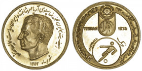 IRAN
Mohammad Reza Pahlavi (1941-1979). Médaille d’or pour les VIIe jeux asiatiques de Téhéran, football 1974. Or - 32,98 g - 36 mm - 12 h
Superbe à...