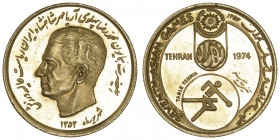 IRAN
Mohammad Reza Pahlavi (1941-1979). Médaille d’or pour les VIIe jeux asiatiques de Téhéran, tennis de table 1974. Or - 33,26 g - 36 mm - 12 h
Su...