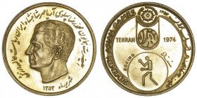 IRAN
Mohammad Reza Pahlavi (1941-1979). Médaille d’or pour les VIIe jeux asiatiques de Téhéran, boxe 1974. Or - 32,93 g - 36 mm - 12 h
Superbe à Fle...