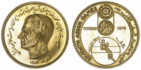 IRAN
Mohammad Reza Pahlavi (1941-1979). Médaille d’or pour les VIIe jeux asiatiques de Téhéran, volley-ball 1974. Or - 32,93 g - 36 mm - 12 h
Superb...