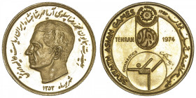 IRAN
Mohammad Reza Pahlavi (1941-1979). Médaille d’or pour les VIIe jeux asiatiques de Téhéran, gymnastique 1974. Or - 33,06 g - 36 mm - 12 h
Superb...