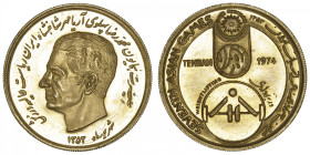 IRAN
Mohammad Reza Pahlavi (1941-1979). Médaille d’or pour les VIIe jeux asiatiques de Téhéran, haltérophilie 1974. Or - 32,96 g - 36 mm - 12 h
Supe...