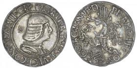 ITALIE
Milan (duché de), Giovanni Galeazzo Maria Sforza (1476-1494). Teston ND (1480-1494), Milan. Cr.6A ; Argent - 9,46 g - 28 mm - 6 h
Bel exempla...