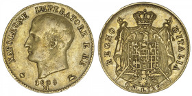 ITALIE
Milan, royaume d’Italie, Napoléon Ier (1805-1814). 20 lire 1808, M, Milan. Fr.7 ; Or - 6,41 g - 21 mm - 6 h
Premier type, beaucoup plus rare....