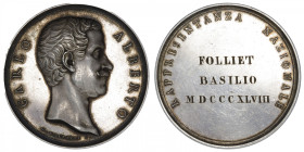 ITALIE
Savoie-Sardaigne, Charles-Albert (1831-1849). Médaille d’argent de la Représentation Nationale pour les députés et sénateurs par G. Galeazzi 1...