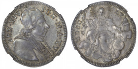 ITALIE
Vatican, Benoit XIV (1740-1758). Doppio - 2 giulio 1755, R, Rome. KM.974 ; Argent - 5,38 g - 27 mm - 12 h
NGC AU 58 (6141764-014). Agréable e...