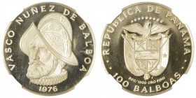 PANAMA
République (1903 - à nos jours). 100 balboas 1976. Fr.1 ; Or - 8,16 g - 26 mm - 12 h
NGC PF 69 ULTRA CAMEO (4433915-015). Fleur de coin.