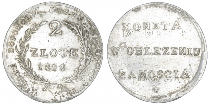 POLOGNE
Alexandre Ier (1801-1825). 2 zloty 1813, Zamosc. KM.5 ; Argent - 7,68 g...