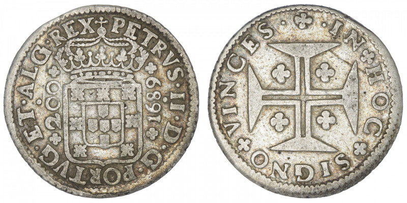 PORTUGAL
Pierre II (1683-1706). 200 reis 1689, Lisbonne. KM.148 ; Argent - 8,26...