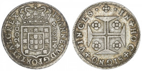 PORTUGAL
Jean V (1706-1750). 200 reis 1707, Lisbonne. KM.181 ; Argent - 8,39 g - 29 mm - 6 h
Date rare. TTB.